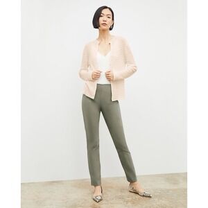 MM Lafleur Emerson Cardigan XL Airy Stripe Knit Cream Waffle Button Front